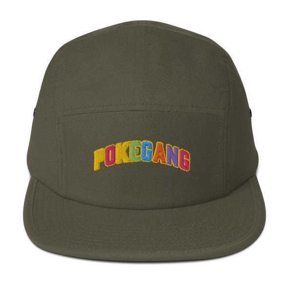 PokeGang Unisex Olive Green Cotton Adjustable Metal Eyelets Classic Snapper Hat - Picture 1 of 2